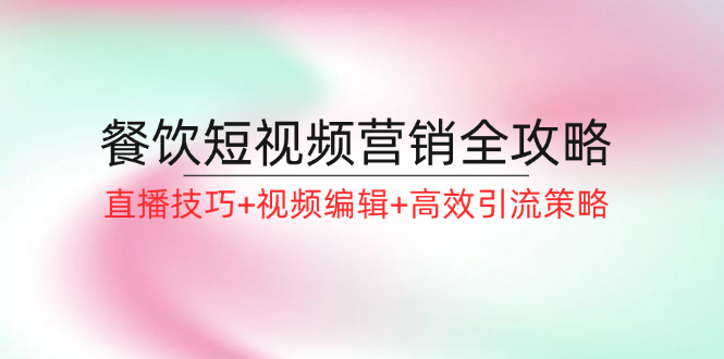 餐饮短视频营销全攻略：直播技巧+视频编辑+高效引流策略-桐创网