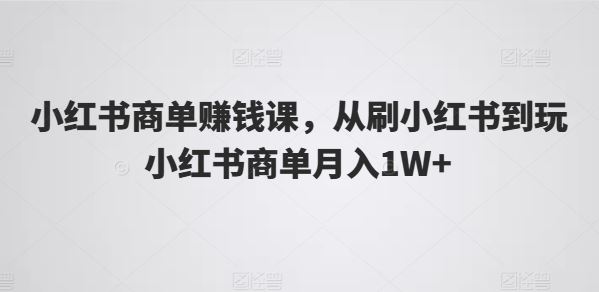 小红书商单赚钱课，从刷小红书到玩小红书商单月入1W+-桐创网