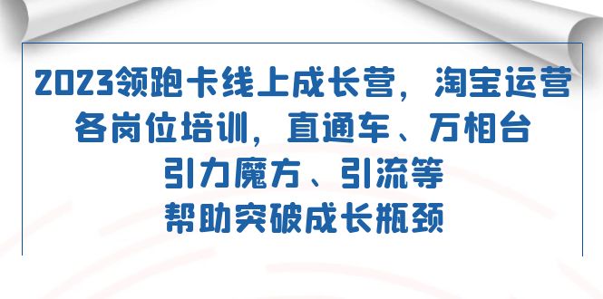 （7462期）2023领跑·卡 线上成长营 淘宝运营各岗位培训 直通车 万相台 引力魔方 引流-桐创网