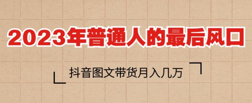 2023年普通人的最后风口，抖音图文带货月入几万，只需一部手机即可操作-桐创网