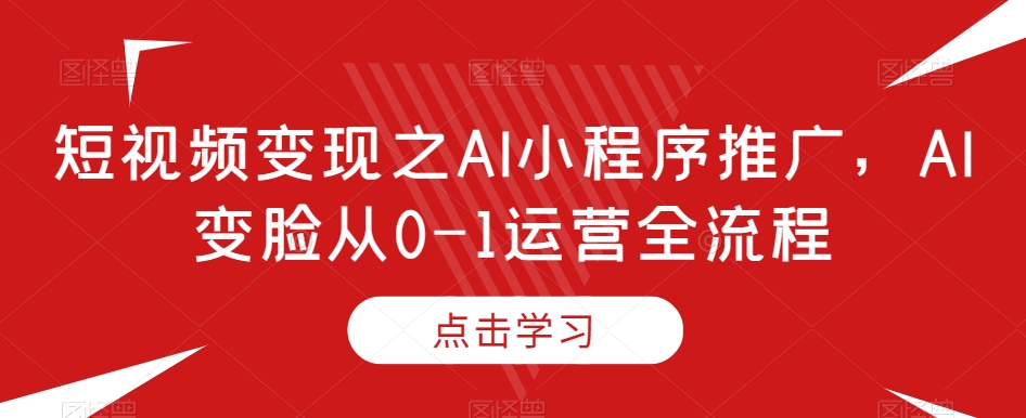 短视频变现之AI小程序推广，AI变脸从0-1运营全流程-桐创网