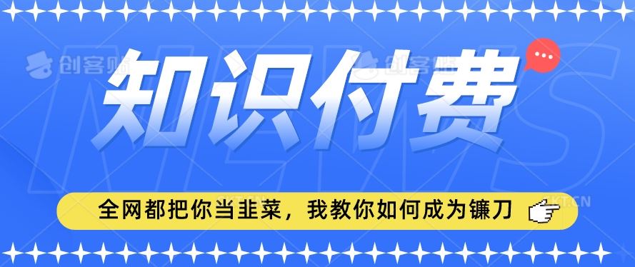 2024最新知识付费项目，小白也能轻松入局，全网都在教你做项目，我教你做镰刀【揭秘】-桐创网