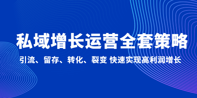 （4932期）私域增长运营全套策略：引流、留存、转化、裂变 快速实现高利润增长-桐创网