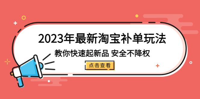 （5174期）2023年最新淘宝补单玩法，教你快速起·新品，安全·不降权（18课时）-桐创网