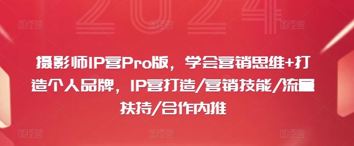 摄影师IP营Pro版，学会营销思维+打造个人品牌，IP营打造/营销技能/流量扶持/合作内推-桐创网