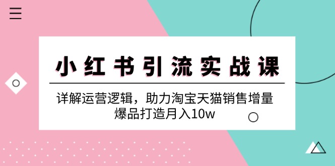 小红书引流实战课：详解运营逻辑，助力淘宝天猫销售增量，爆品打造月入10w-桐创网