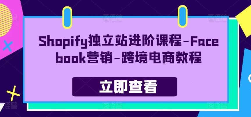 Shopify独立站进阶课程-Facebook营销-跨境电商教程-桐创网