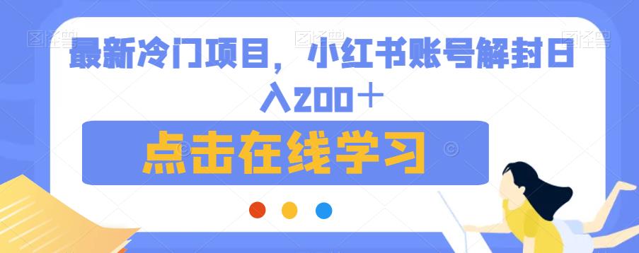 最新冷门项目，小红书账号解封日入200＋【揭秘】-桐创网