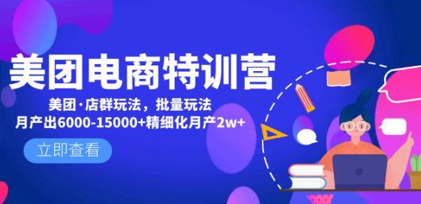 美团电商特训营：美团·店群玩法，无脑铺货月产出6000-15000+精细化月产2w+-桐创网