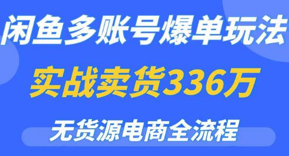 闲鱼多账号爆单玩法，无货源电商全流程，超简单的0门槛变现项目【揭秘】-桐创网