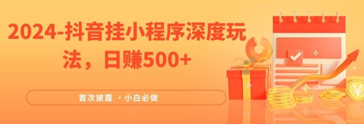 2024全网首次披露，抖音挂小程序深度玩法，日赚500+，简单、稳定，带渠道收入，小白必做【揭秘】-桐创网