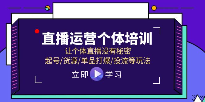 （11636期）直播运营个体培训，让个体直播没有秘密，起号/货源/单品打爆/投流等玩法-桐创网