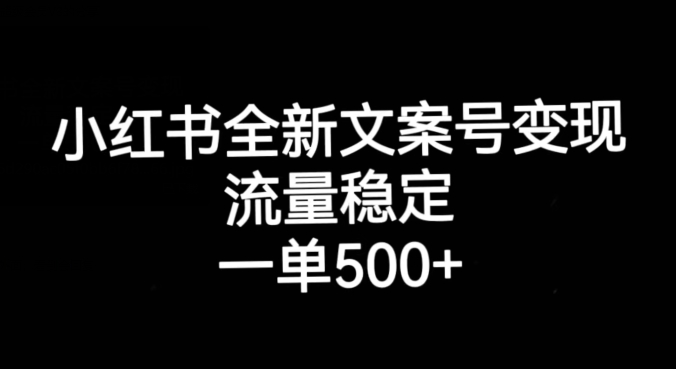 小红书全新文案号变现，流量稳定，一单收入500+-桐创网