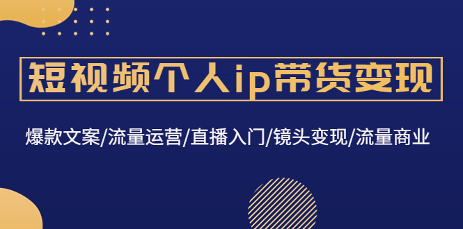 （4595期）短视频个人ip带货变现：爆款文案/流量运营/直播入门/镜头变现/流量商业-桐创网