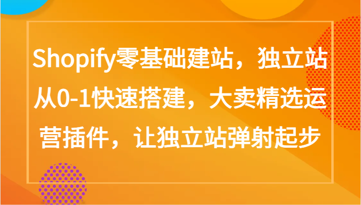 Shopify零基础建站，独立站从0-1快速搭建，大卖精选运营插件，让独立站弹射起步-桐创网