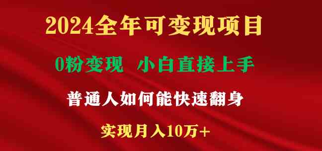 （9045期）2024全年可变现项目，一天收益至少2000+，小白上手快，普通人就要利用互…-桐创网