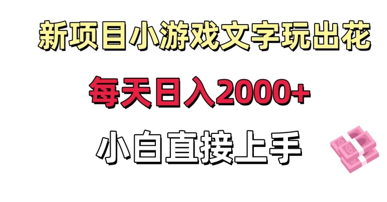 新项目小游戏文字玩出花日入2000+，每天只需一小时，小白直接上手-桐创网