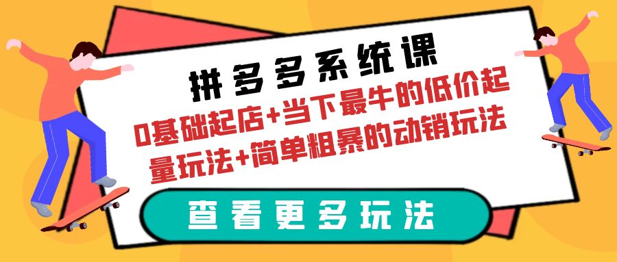 （6217期）拼多多系统课：0基础起店+当下最牛的低价起量玩法+简单粗暴的动销玩法-桐创网