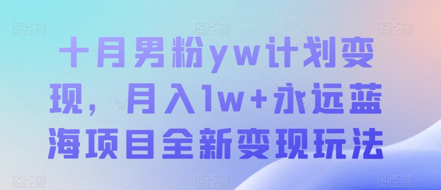 十月男粉yw计划变现，月入1w+永远蓝海项目全新变现玩法【揭秘】-桐创网