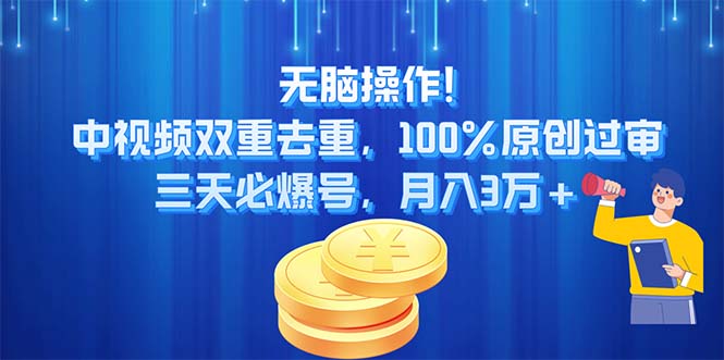 （11353期）无脑操作!中视频双重去重，100%原创过审，三天必爆号，月入3万+-桐创网