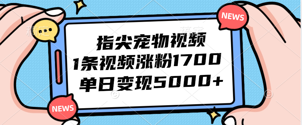 （12549期）指尖宠物视频，1条视频涨粉1700，单日变现5000+-桐创网