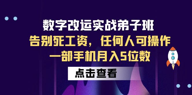 （6350期）数字 改运实战弟子班：告别死工资，任何人可操作，一部手机月入5位数-桐创网