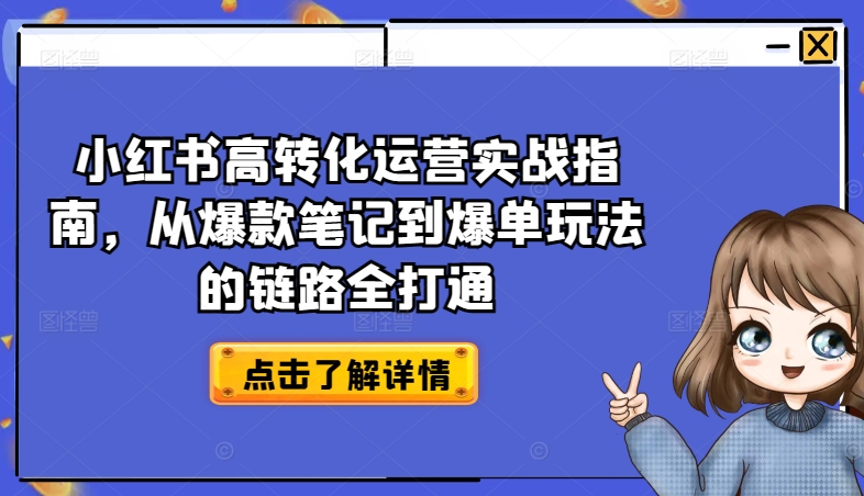 小红书高转化运营实战指南，从爆款笔记到爆单玩法的链路全打通-桐创网