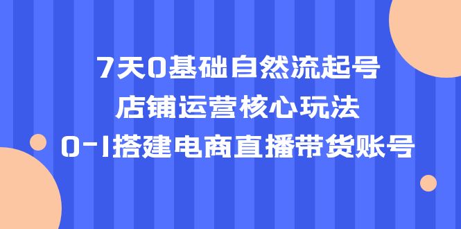 （5350期）7天0基础自然流起号，店铺运营核心玩法，0-1搭建电商直播带货账号-桐创网