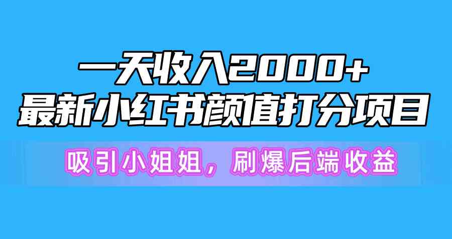 （10187期）一天收入2000+，最新小红书颜值打分项目，吸引小姐姐，刷爆后端收益-桐创网