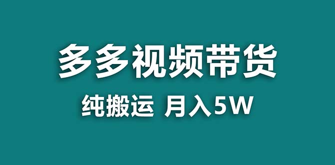 （8491期）【蓝海项目】拼多多视频带货 纯搬运一个月搞了5w佣金，小白也能操作 送工具-桐创网