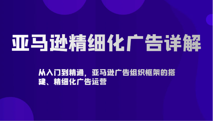 亚马逊精细化广告详解-从入门到精通，亚马逊广告组织框架的搭建、精细化广告运营-桐创网