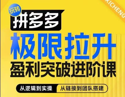 拼多多极限拉升盈利突破进阶课，​从算法到玩法，从玩法到团队搭建，体系化系统性帮助商家实现利润提升-桐创网