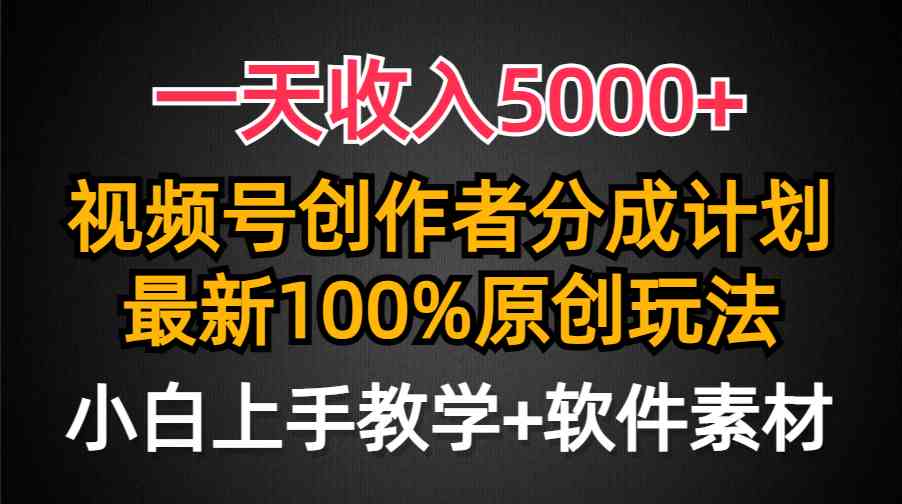 （9599期）一天收入5000+，视频号创作者分成计划，最新100%原创玩法，小白也可以轻…-桐创网