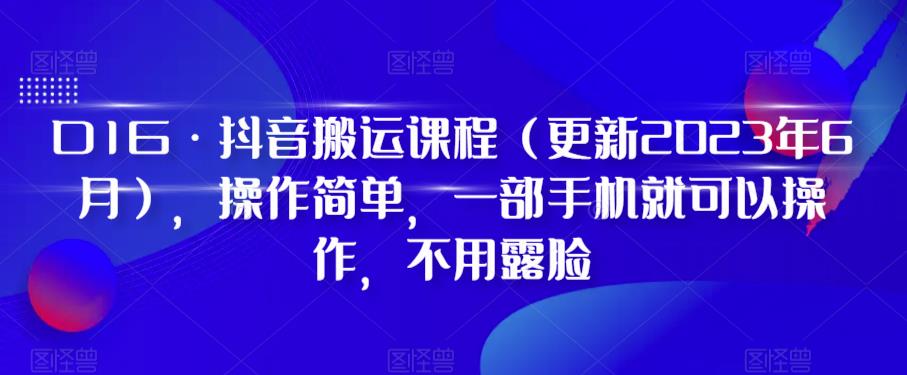 D1G·抖音搬运课程（更新2023年7月），操作简单，一部手机就可以操作，不用露脸-桐创网