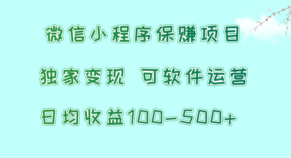 微信小程序保赚项目，日均收益100~500+，独家变现，可软件运营-桐创网