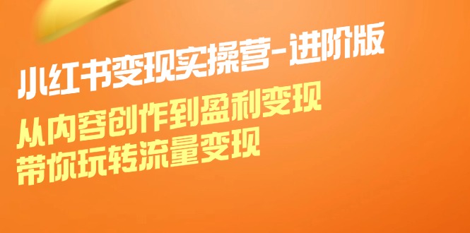 小红书变现实操营进阶版：从内容创作到盈利变现，带你玩转流量变现-桐创网