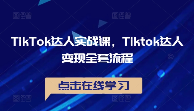 TikTok达人实战课，Tiktok达人变现全套流程-桐创网