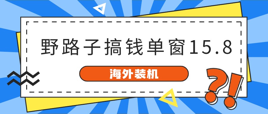 （10385期）海外装机，野路子搞钱，单窗口15.8，已变现10000+-桐创网