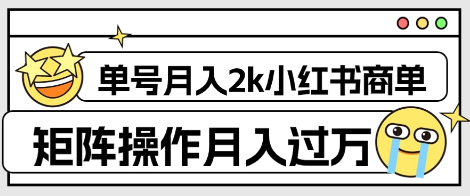 外面收费1980的小红书商单保姆级教程，单号月入2k，矩阵操作轻松月入过万-桐创网