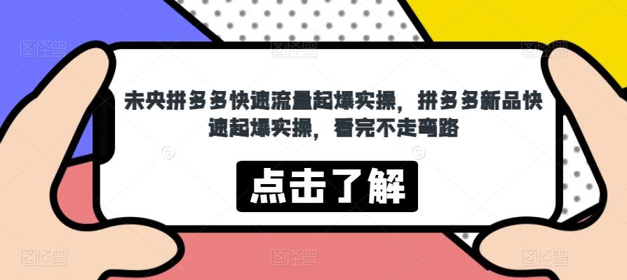 未央拼多多快速流量起爆实操，拼多多新品快速起爆实操，看完不走弯路-桐创网