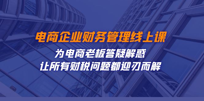 （7504期）电商企业-财务管理线上课：为电商老板答疑解惑-让所有财税问题都迎刃而解-桐创网