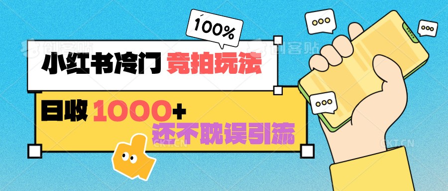 小红书冷门 竞拍玩法 日收1000+ 不耽误引流 可以做店铺 可以做私域-桐创网