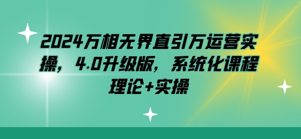 2024万相无界直引万运营实操，4.0升级版，系统化课程 理论+实操-桐创网