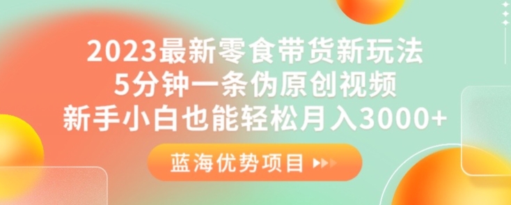 2023最新零食带货新玩法，5分钟一条伪原创视频，新手小白也能轻松月入3000+【揭秘】-桐创网