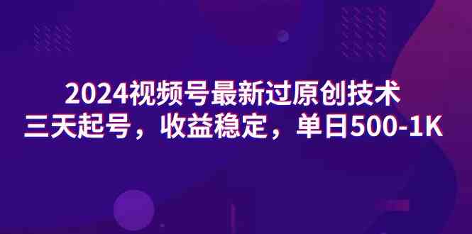 （9506期）2024视频号最新过原创技术，三天起号，收益稳定，单日500-1K-桐创网