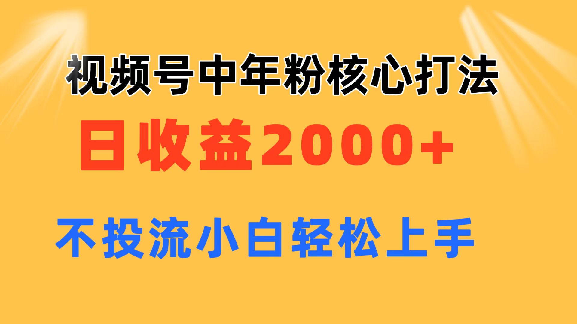 （11205期）视频号中年粉核心玩法 日收益2000+ 不投流小白轻松上手-桐创网