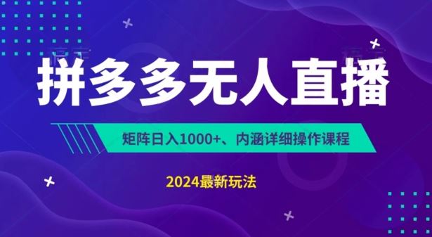 拼多多无人直播不封号，0投入，3天必起，无脑挂机，日入1k+【揭秘】-桐创网