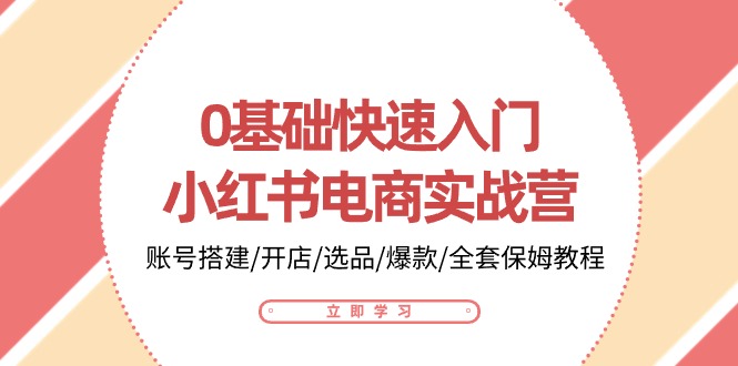 0基础快速入门小红书电商实战营：账号搭建/开店/选品/爆款/全套保姆教程-桐创网