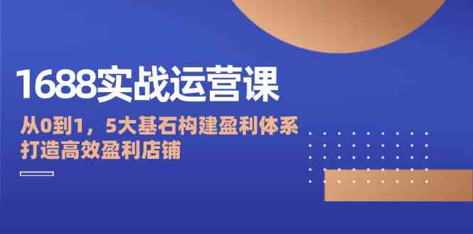 1688实战运营课：从0到1，5大基石构建盈利体系，打造高效盈利店铺-桐创网