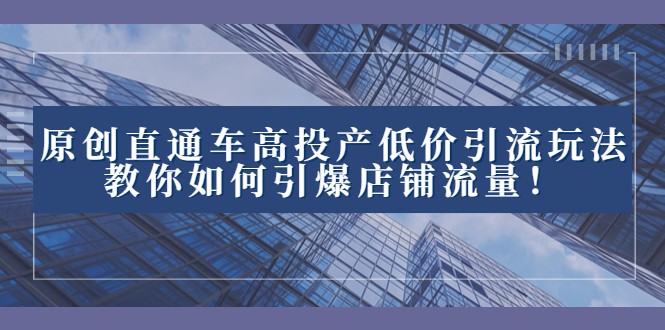 2023直通车高投产低价引流玩法，教你如何引爆店铺流量！-桐创网